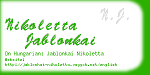 nikoletta jablonkai business card